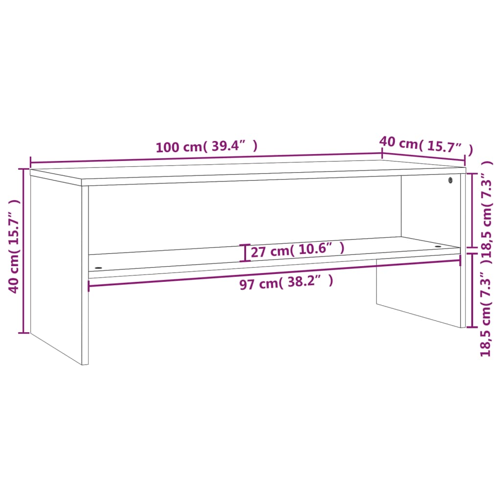 vidaXL TV-Schrank Grau Sonoma 100x40x40 cm Holzwerkstoff