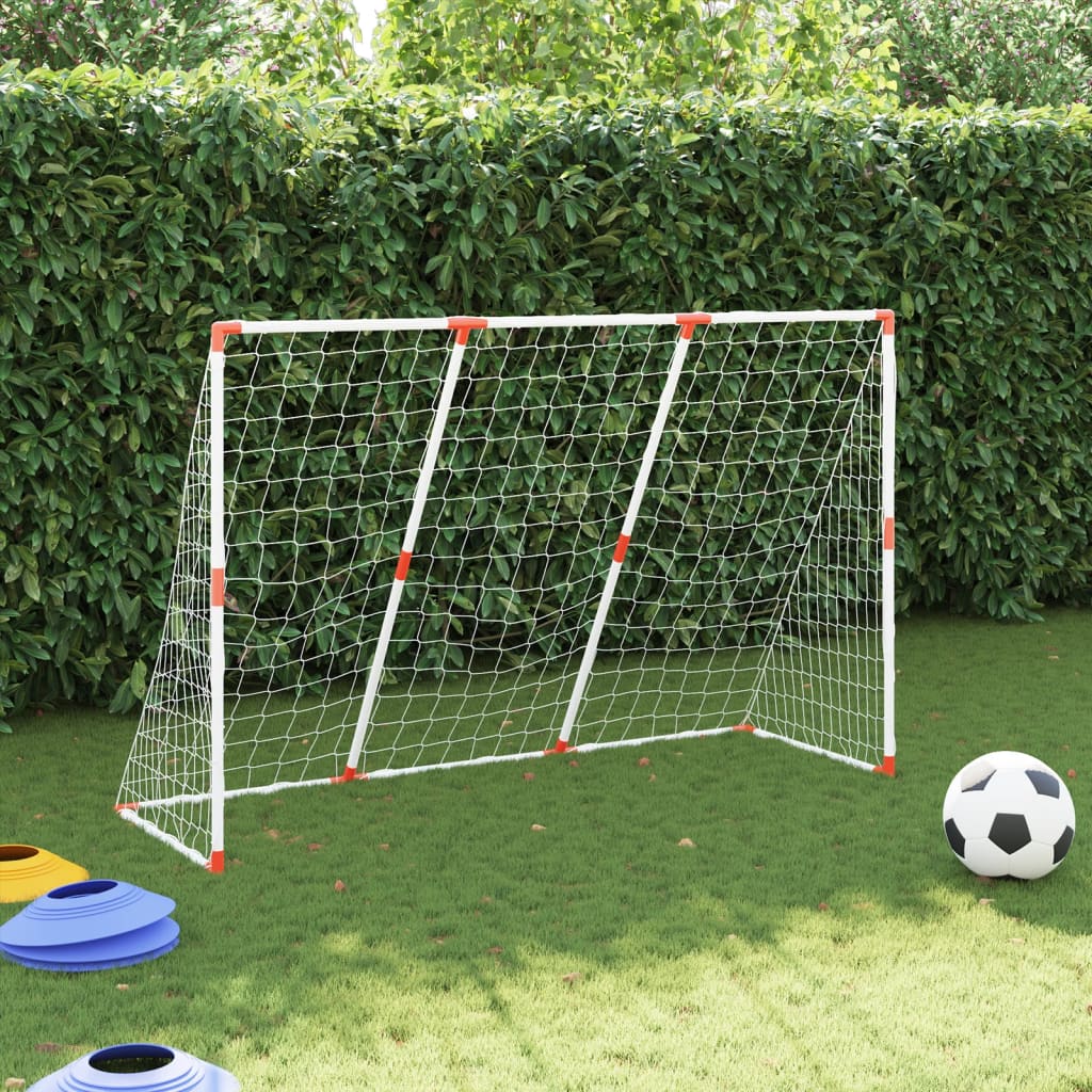 vidaXL Fußballtor für Kinder mit Bällen 2-in-1 Weiß 184x64x124 cm