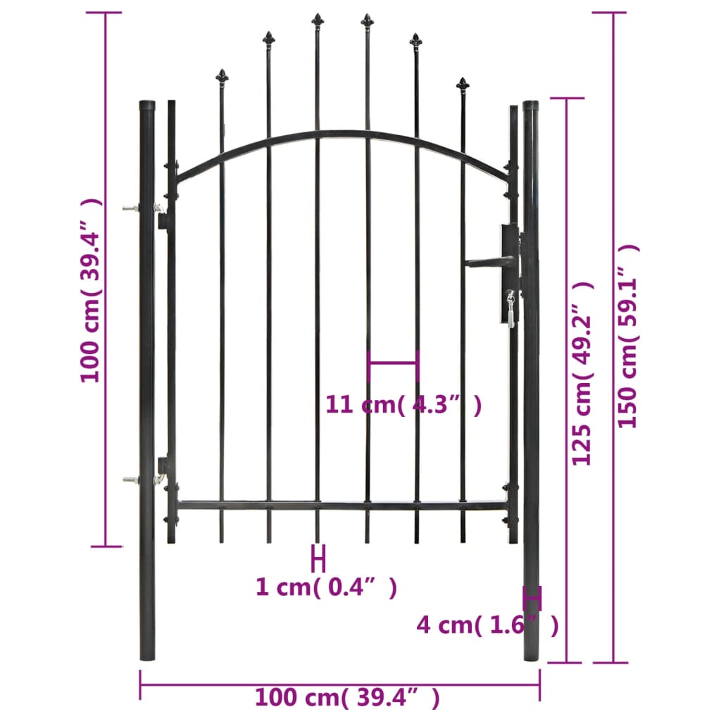 vidaXL Gartentor Stahl 1x1,5 m Schwarz