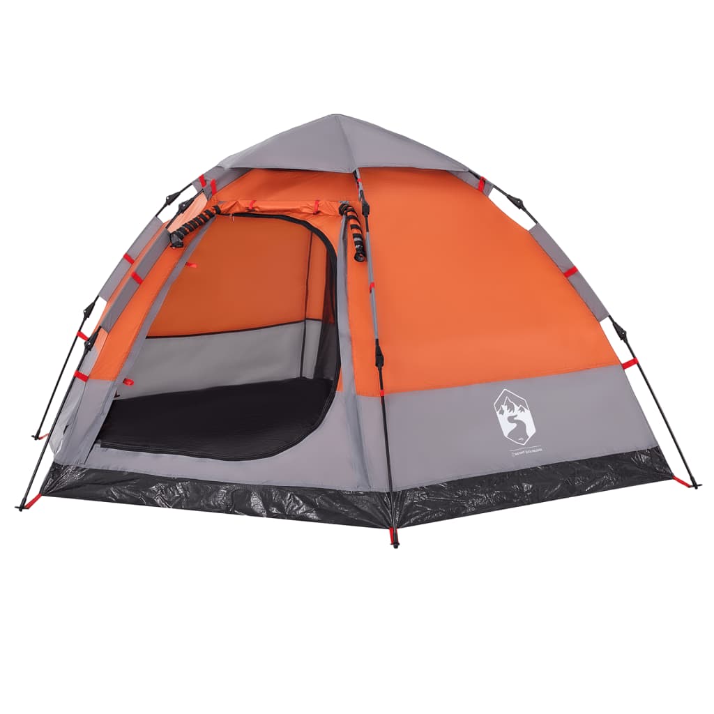 vidaXL Campingzelt 4 Personen Grau und Orange Quick Release
