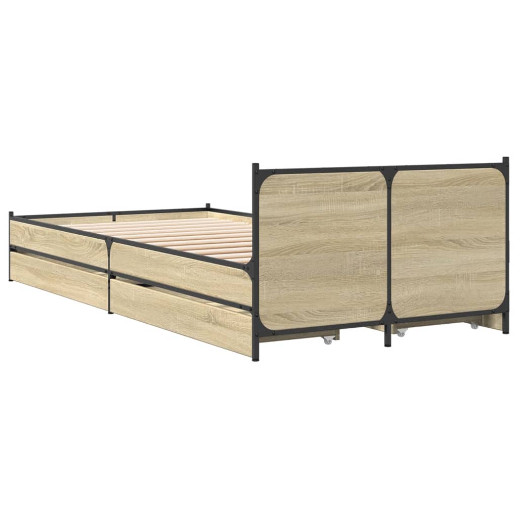 vidaXL Bettgestell mit Schubladen Sonoma-Eiche 90x200cm Holzwerkstoff