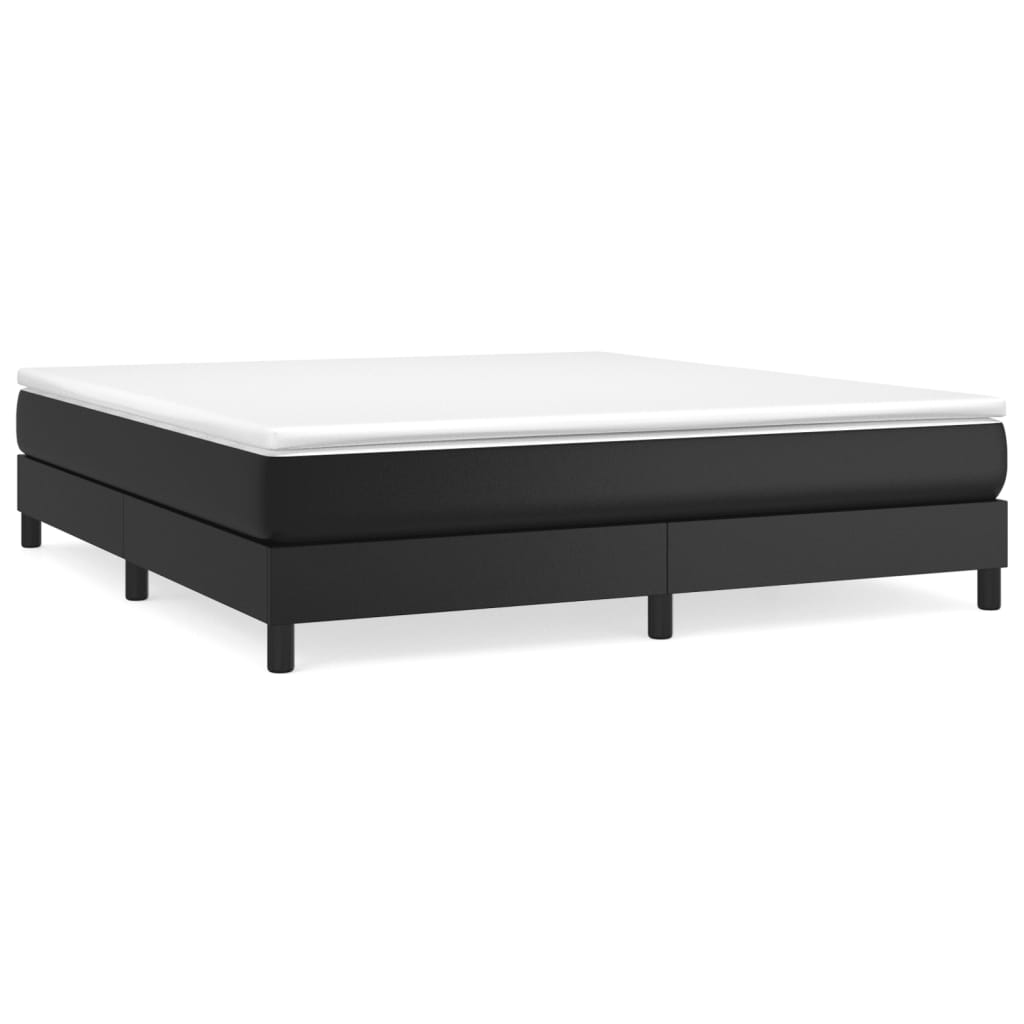 vidaXL Boxspringbett mit Matratze Schwarz 180x200 cm Kunstleder