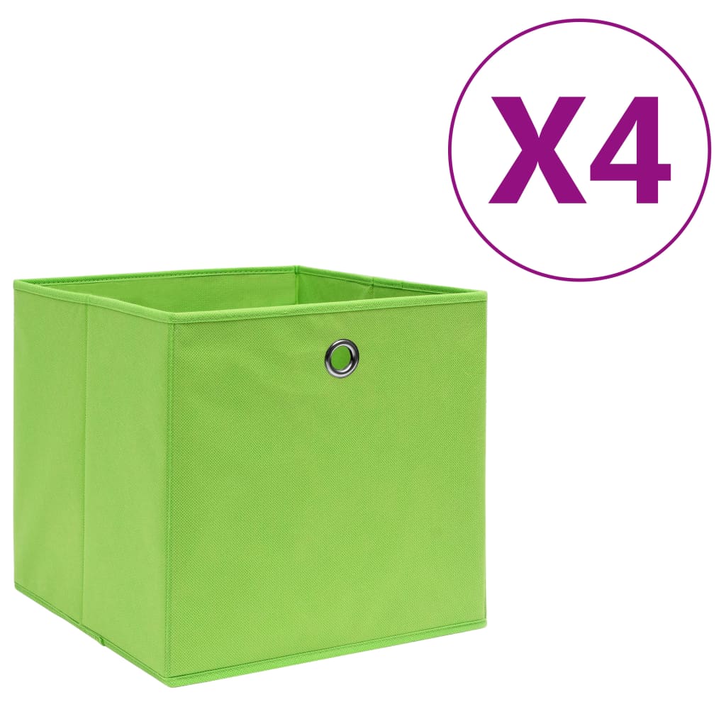 vidaXL Aufbewahrungsboxen 4 Stk. Vliesstoff 28x28x28 cm Grün