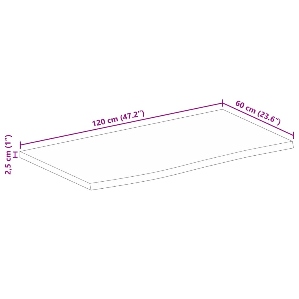 vidaXL Tischplatte mit Baumkante 120x60x2,5 cm Massivholz Mango