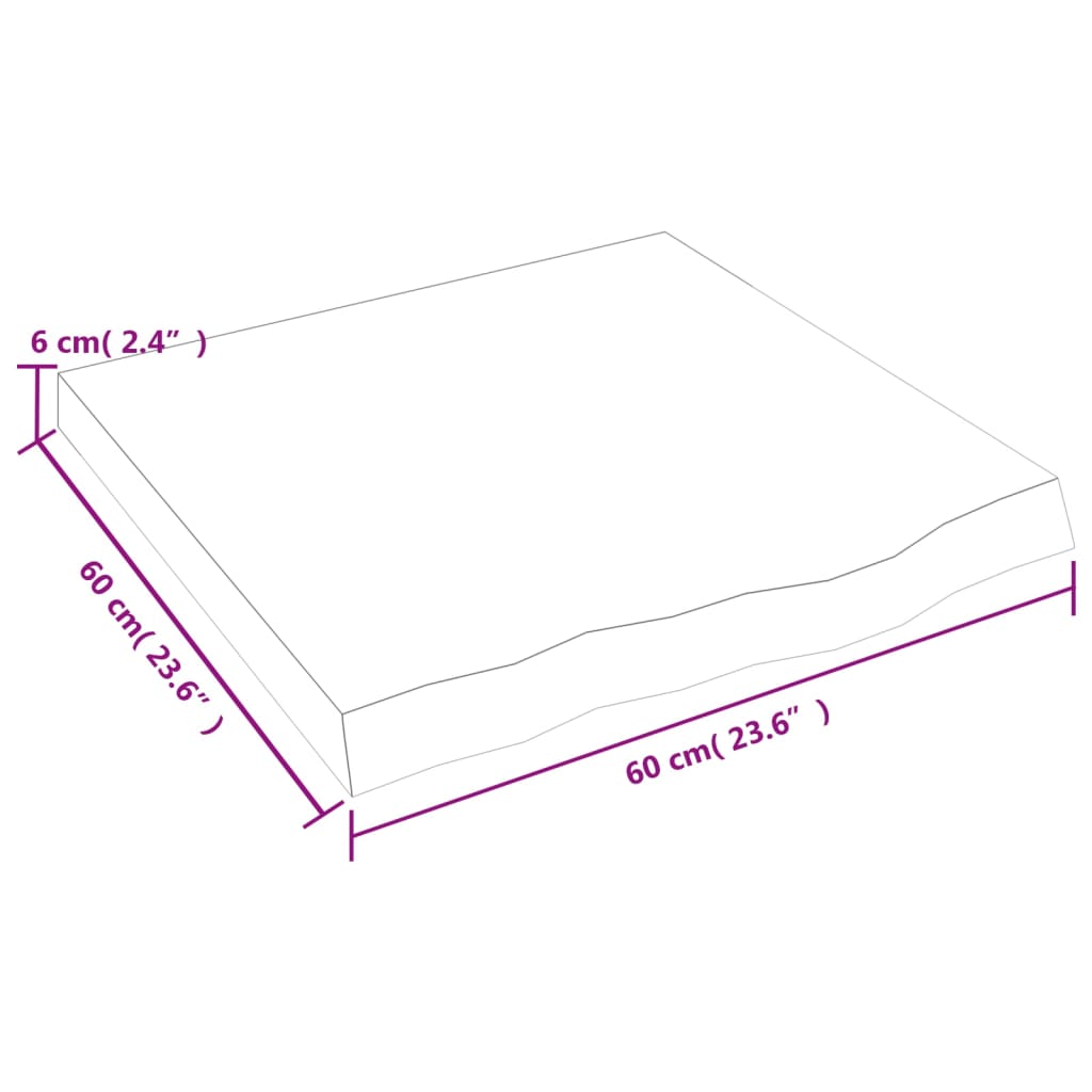 vidaXL Tischplatte Hellbraun 60x60x(2-6) cm Massivholz Eiche Behandelt