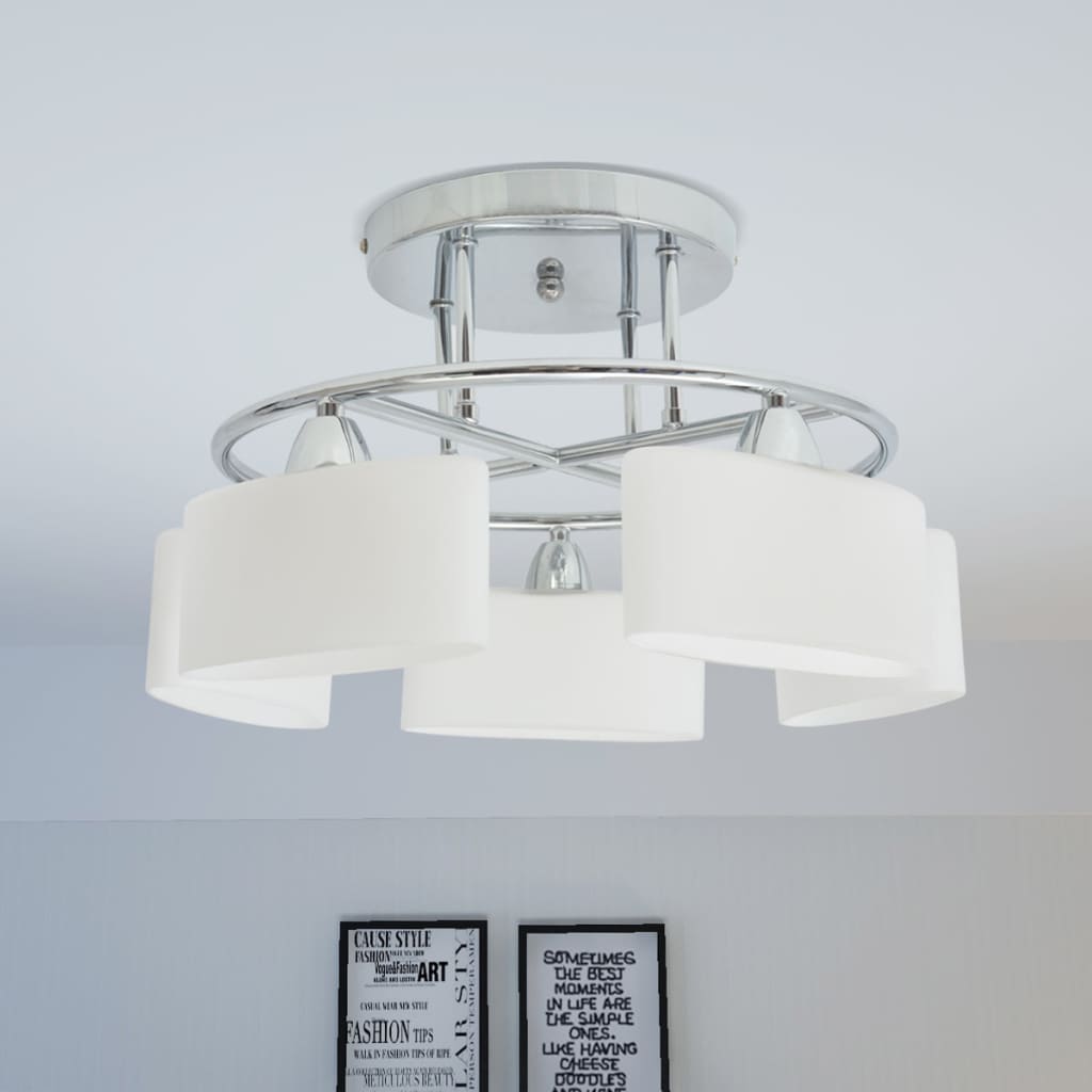 vidaXL Deckenleuchte Ellipsoid-Glaslampenschirme 5 E14-Lampen 200 W