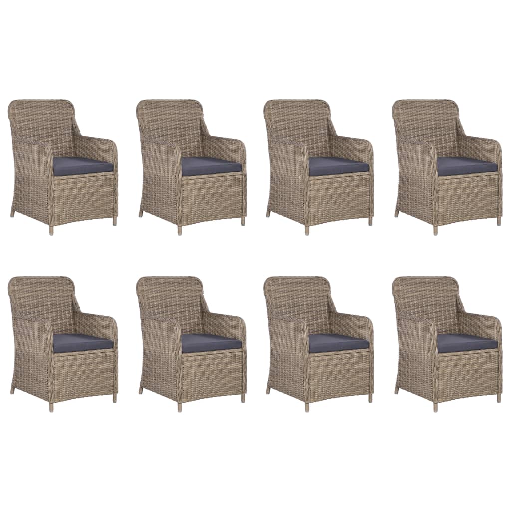 vidaXL 9-tlg. Garten-Essgruppe Poly Rattan Braun