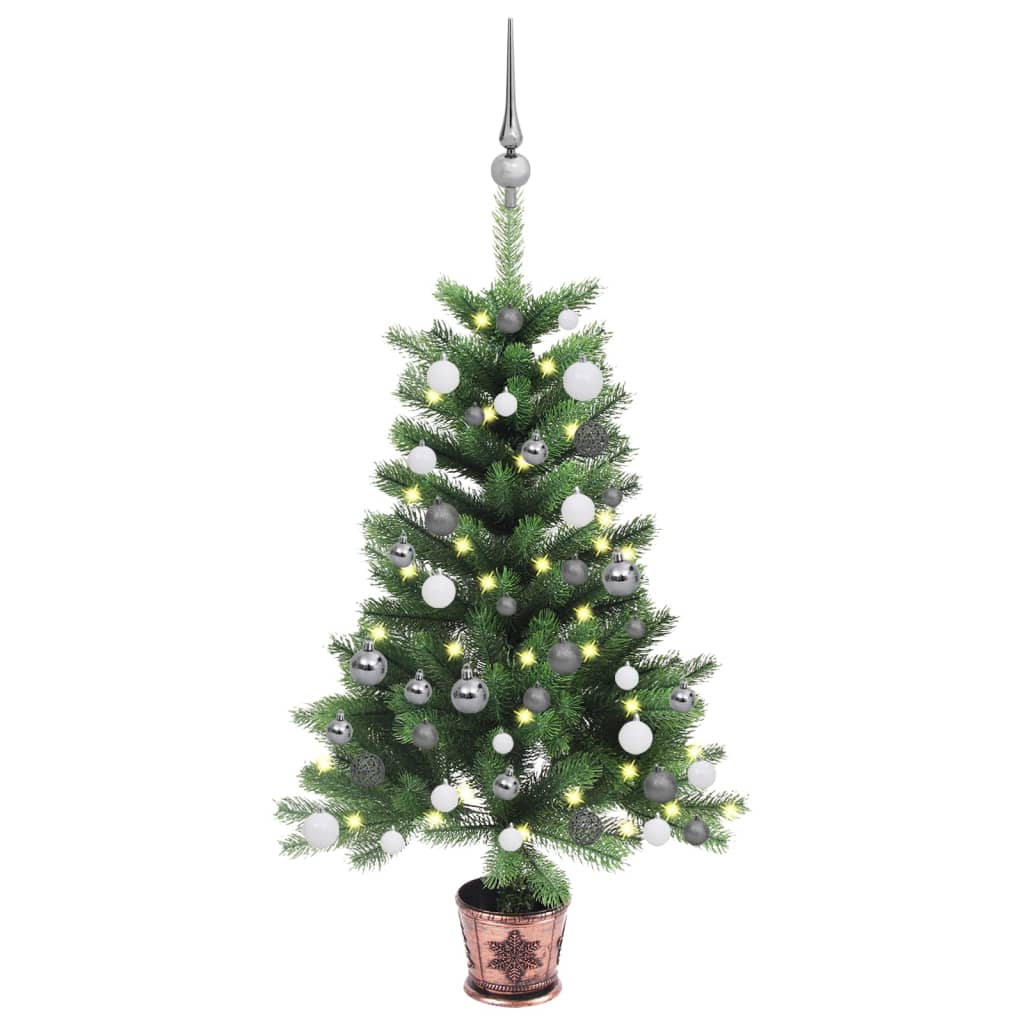 vidaXL Künstlicher Weihnachtsbaum mit Beleuchtung & Kugeln 90 cm Grün