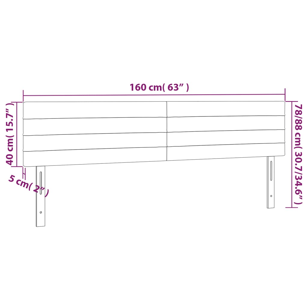 vidaXL Kopfteile 2 Stk. Hellgrau 80x5x78/88 cm Samt