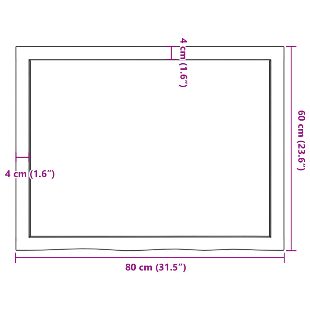 vidaXL Waschtischplatte Dunkelbraun 80x60x(2-6)cm Massivholz Behandelt