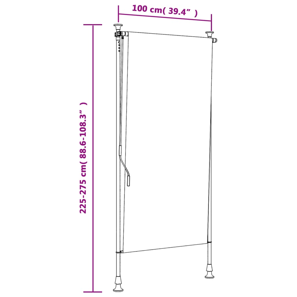 vidaXL Außenrollo Gelb und Weiß 100x270 cm Stoff und Stahl