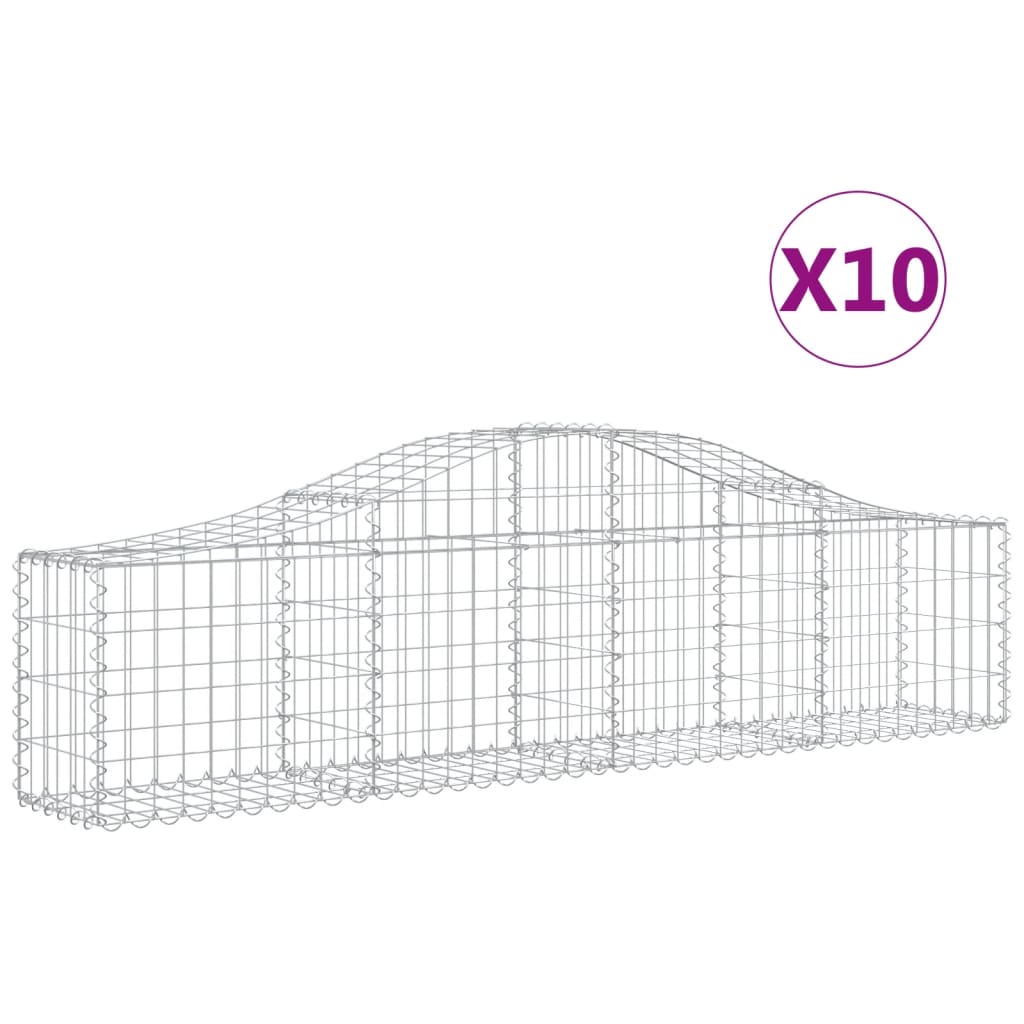 vidaXL Gabionen mit Hochbogen 10 Stk. 200x30x40/60 cm Verzinktes Eisen