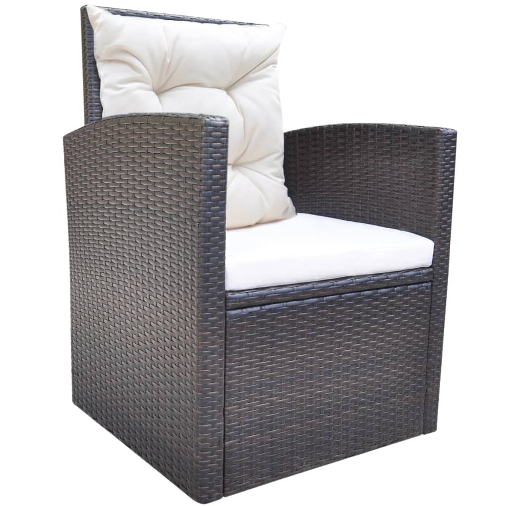 vidaXL 6-tlg. Garten-Essgruppe mit Kissen Poly Rattan Braun