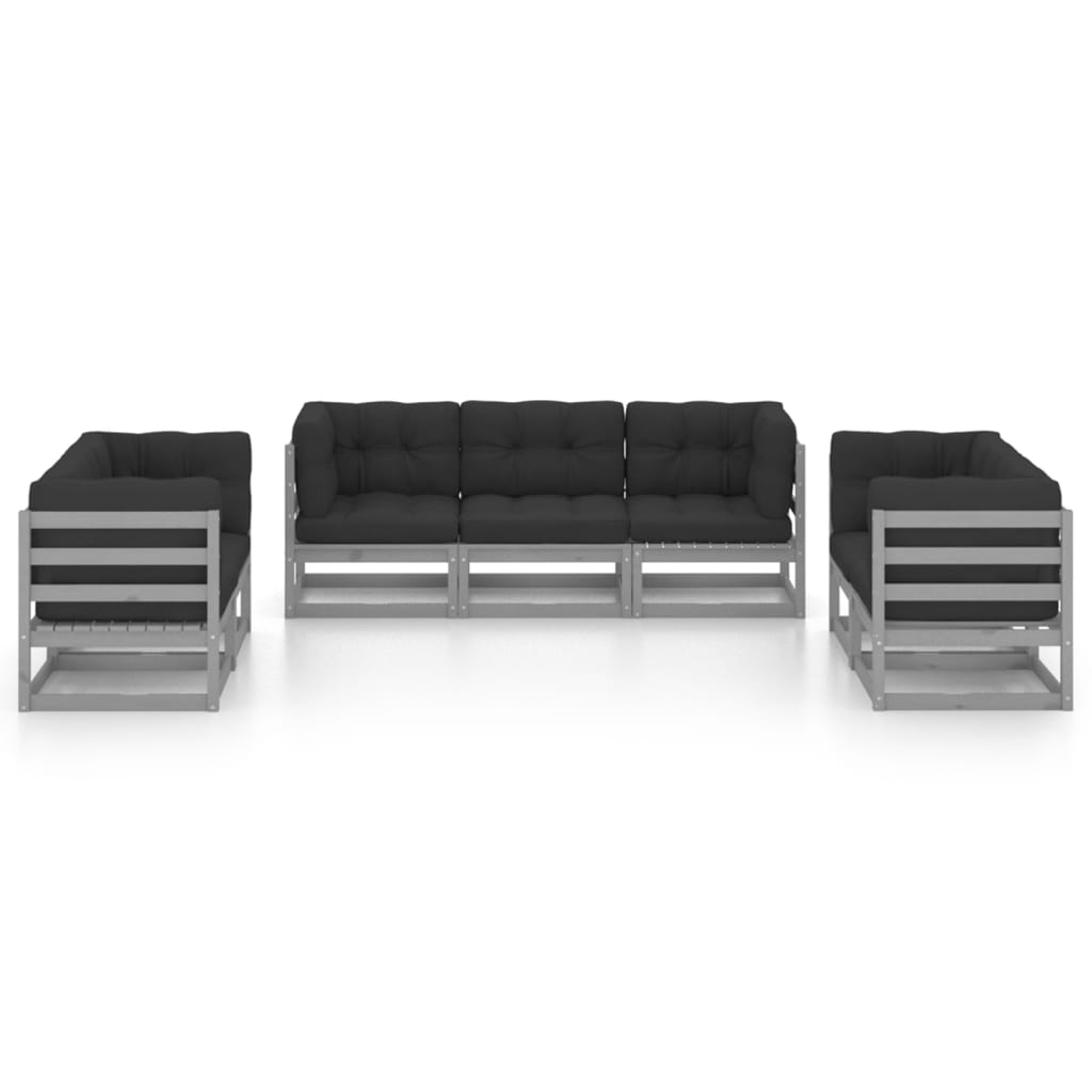 vidaXL 7-tlg. Garten-Lounge-Set mit Kissen Kiefer Massivholz