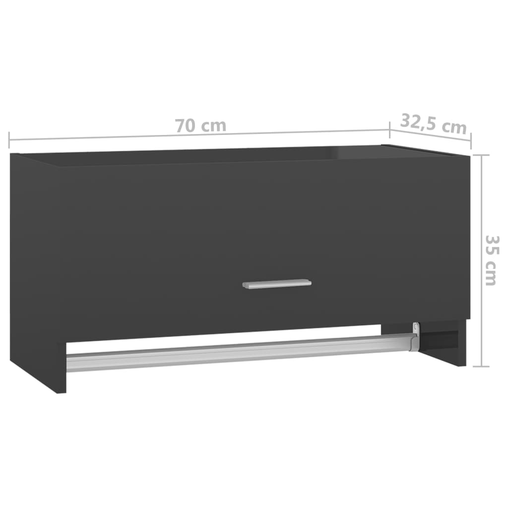 vidaXL Kleiderschrank Hochglanz-Grau 70x32,5x35 cm Holzwerkstoff