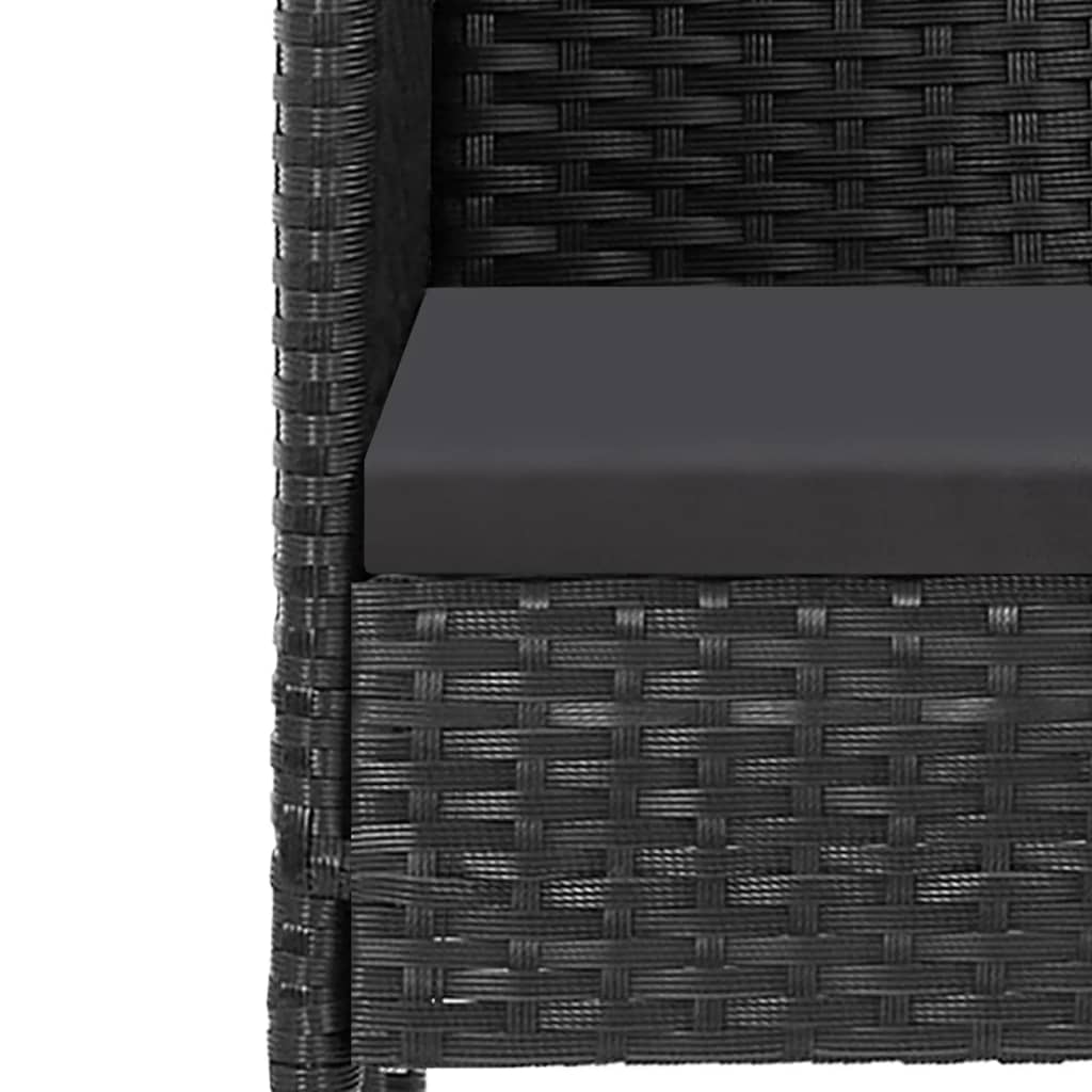 vidaXL 5-tlg. Garten-Essgruppe mit Kissen Schwarz Poly Rattan