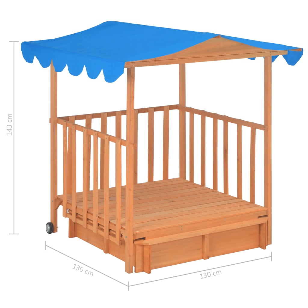 vidaXL Kinderspielhaus mit Sandkasten Tannenholz Blau UV50