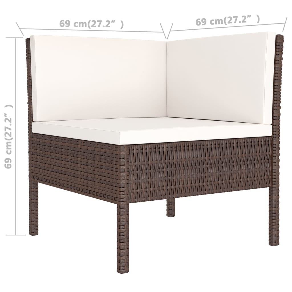 vidaXL 11-tlg. Garten-Lounge-Set mit Auflagen Poly Rattan Braun