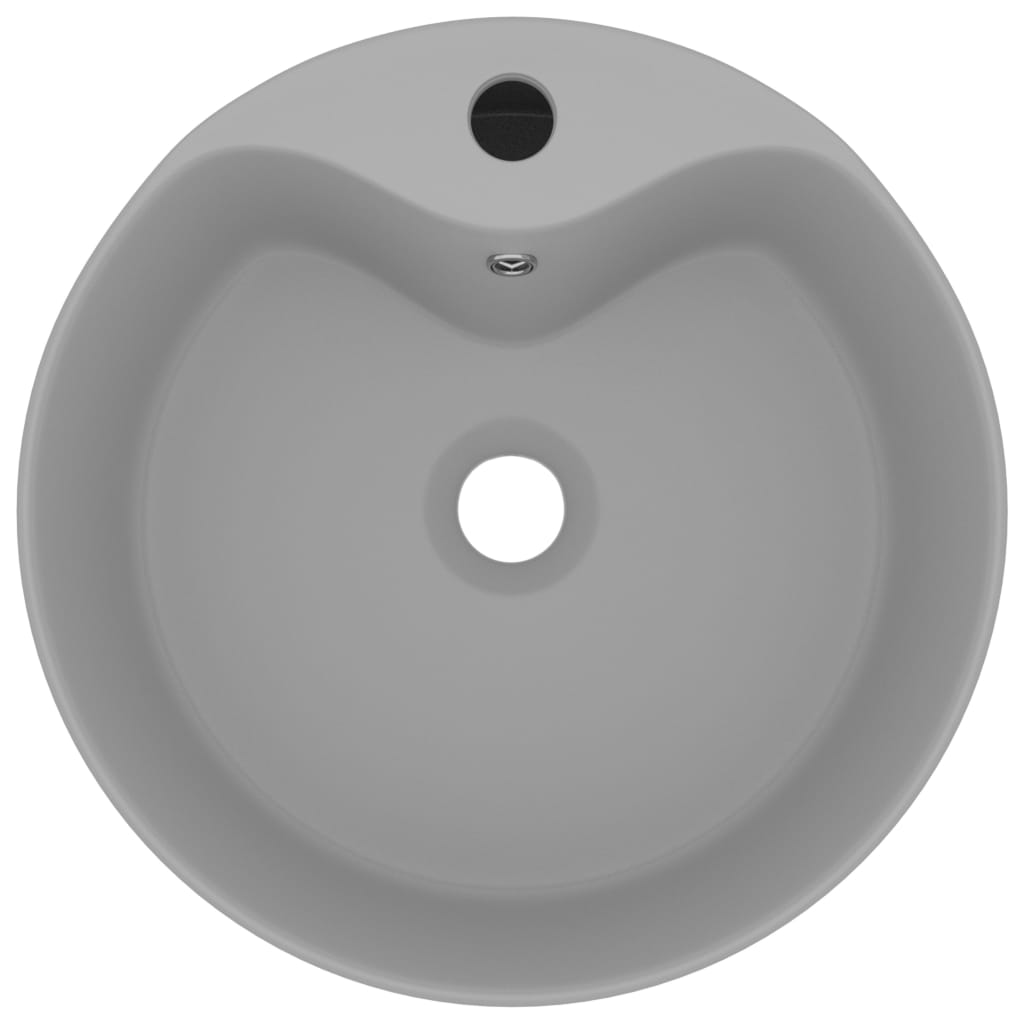 vidaXL Luxus-Waschbecken mit Überlauf Matt Hellgrau 36x13 cm Keramik
