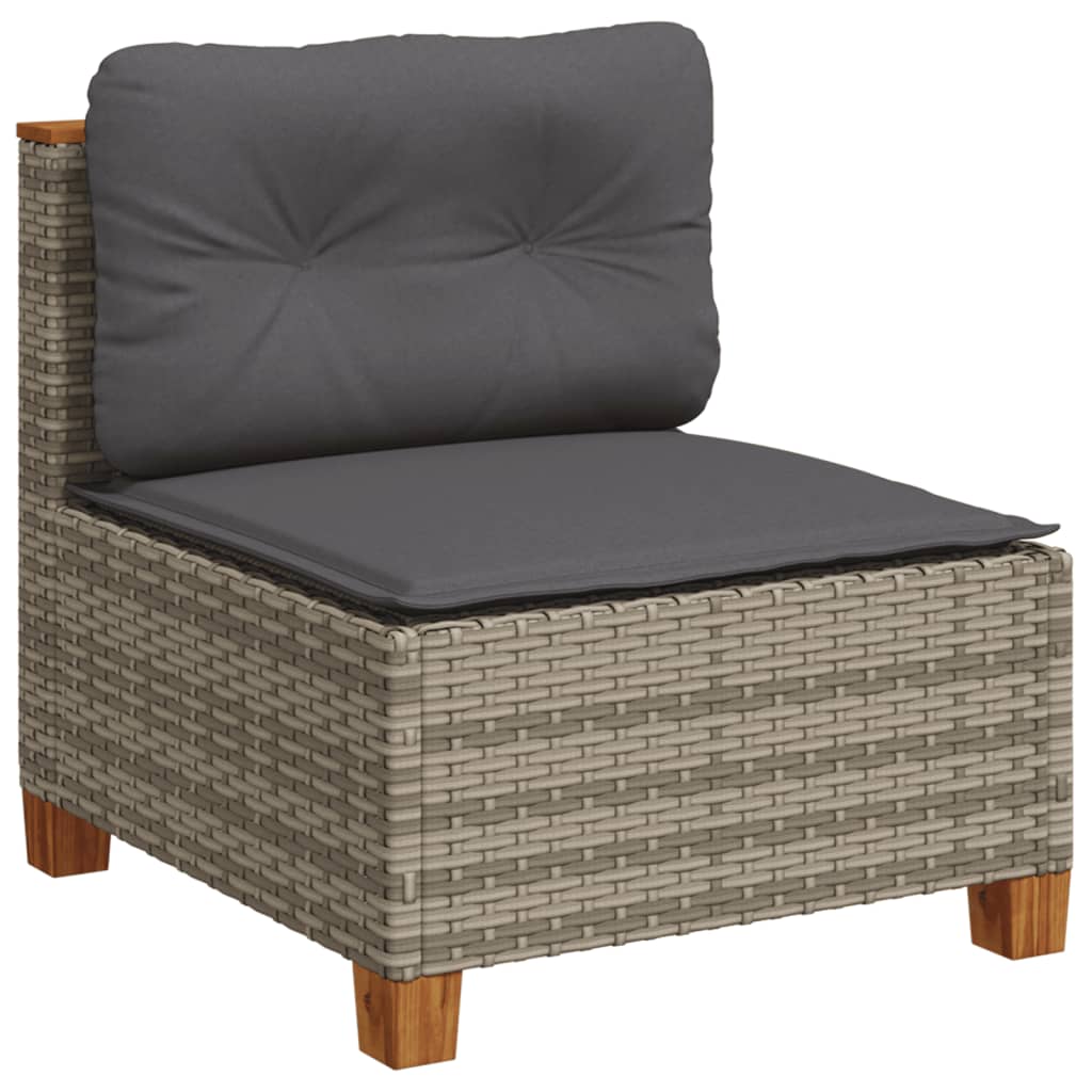 vidaXL 6-tlg. Garten-Sofagarnitur mit Kissen Grau Poly Rattan