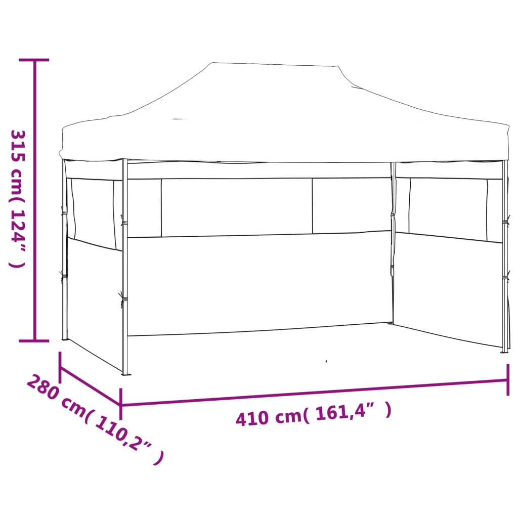 vidaXL Profi-Partyzelt Faltbar mit 3 Seitenwänden 3×4m Stahl Blau