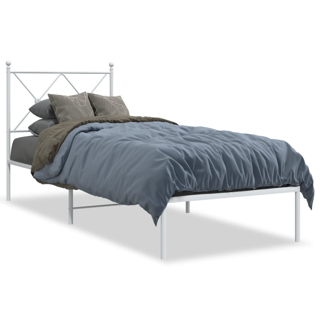 vidaXL Metallbett ohne Matratze mit Kopfteil Weiß 75x190 cm