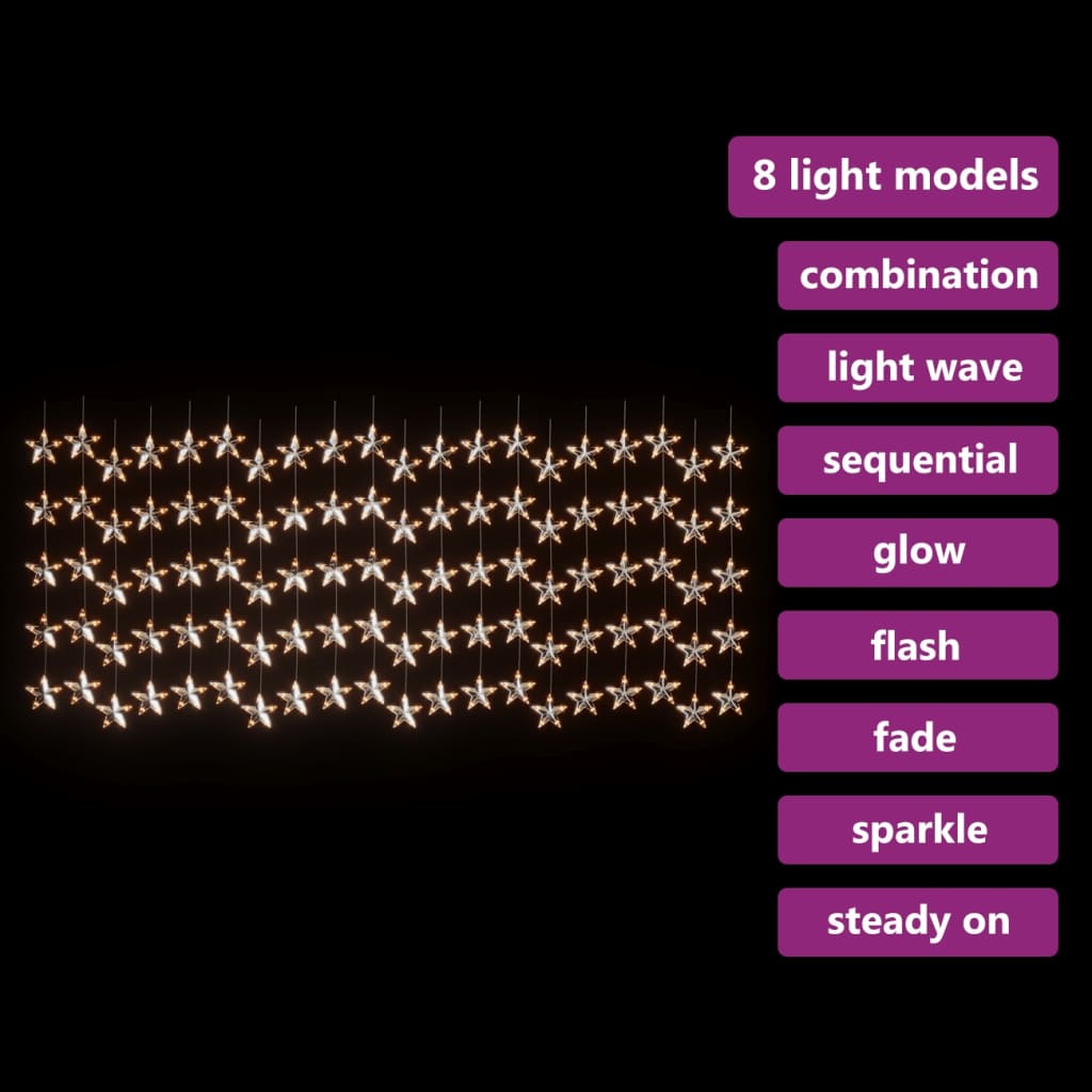 vidaXL LED Sternenvorhang Lichterkette 500 LED Warmweiß 8 Funktionen