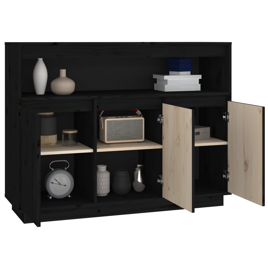 vidaXL Sideboard Schwarz 104,5x34x80 cm Massivholz Kiefer