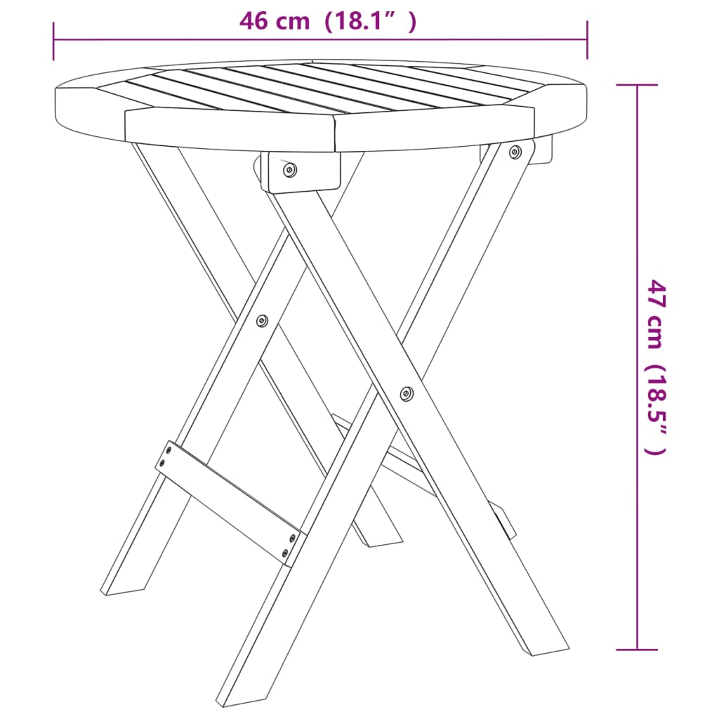 vidaXL Bistrotisch Ø46x47 cm Massivholz Akazie