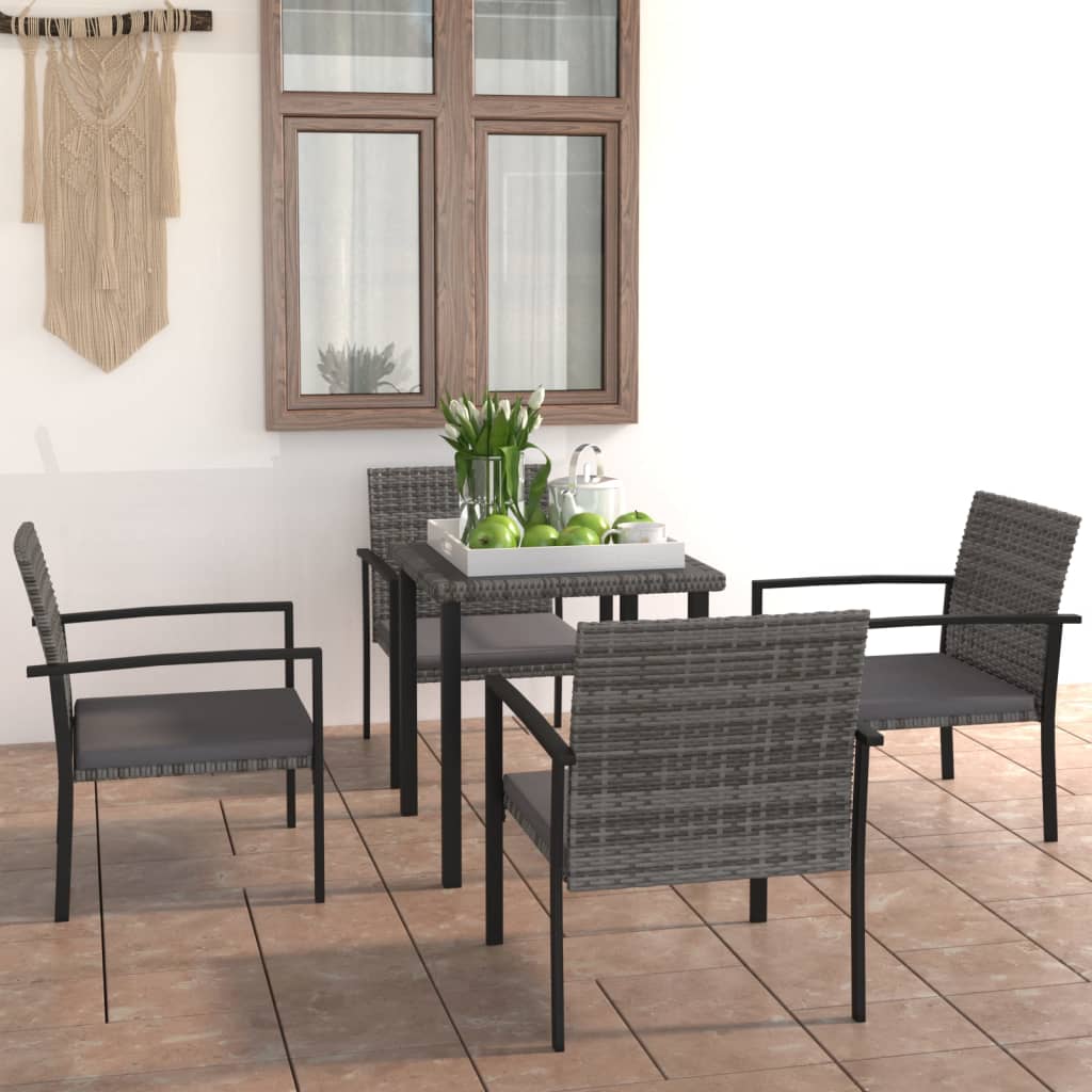 vidaXL 5-tlg. Garten-Essgruppe Poly Rattan Grau