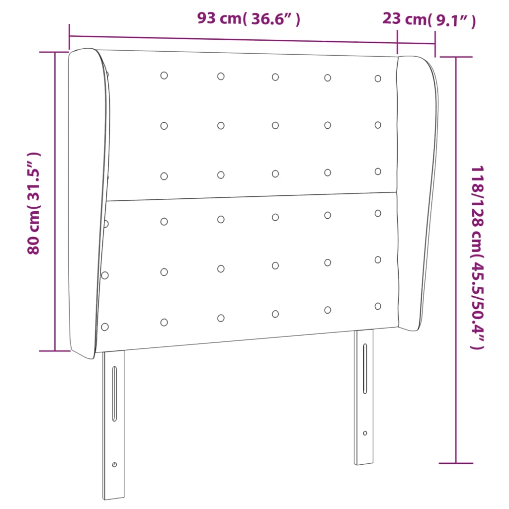 vidaXL Kopfteil mit Ohren Cappuccino-Braun 93x23x118/128 cm Kunstleder