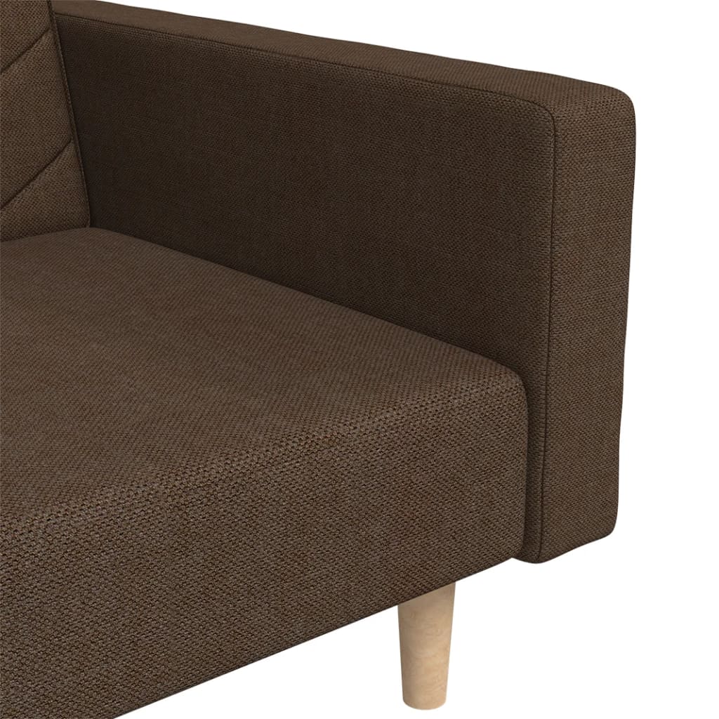 vidaXL Schlafsofa 2-Sitzer mit 2 Kissen Braun Stoff