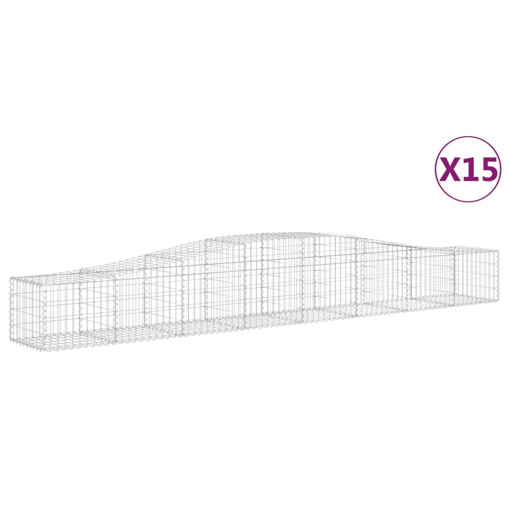 vidaXL Gabionen mit Hochbogen 15 Stk. 400x50x40/60cm Verzinktes Eisen