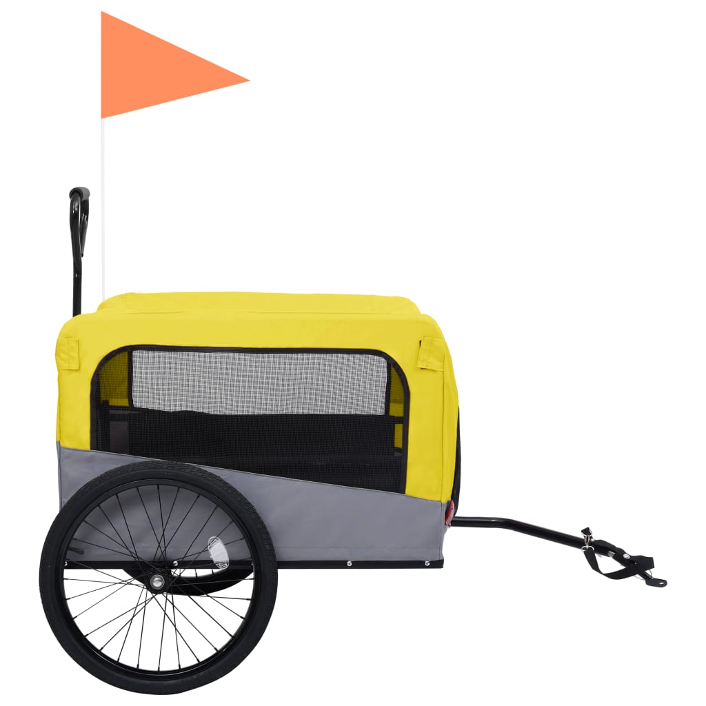 vidaXL 2-in-1 Fahrradanhänger für Hunde und Buggy Gelb und Grau