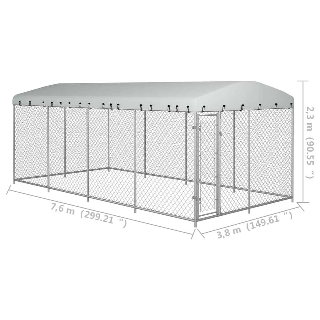 vidaXL Outdoor-Hundezwinger mit Überdachung 7,6x3,8x2,3 m