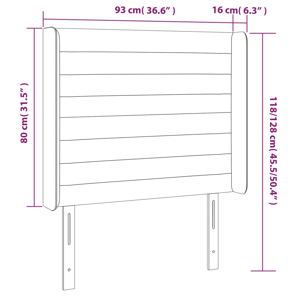 vidaXL Kopfteil mit Ohren Creme 93x16x118/128 cm Stoff