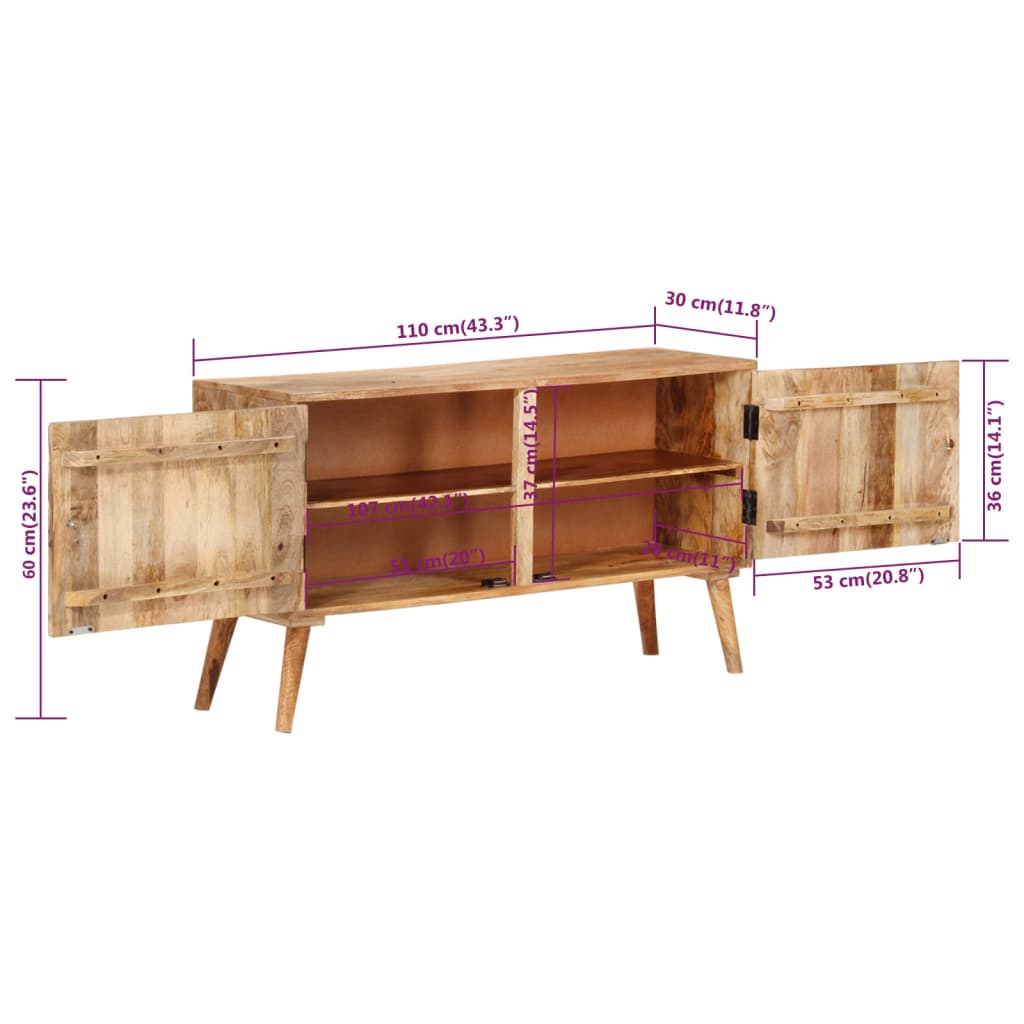 vidaXL Sideboard Mango Massivholz 110x30x60 cm