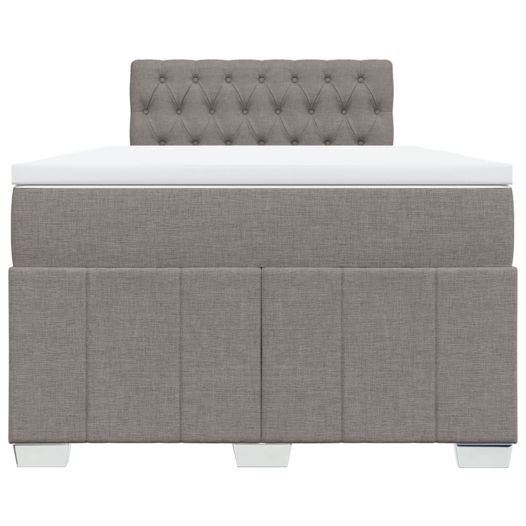 vidaXL Boxspringbett mit Matratze Taupe 120x200 cm Stoff