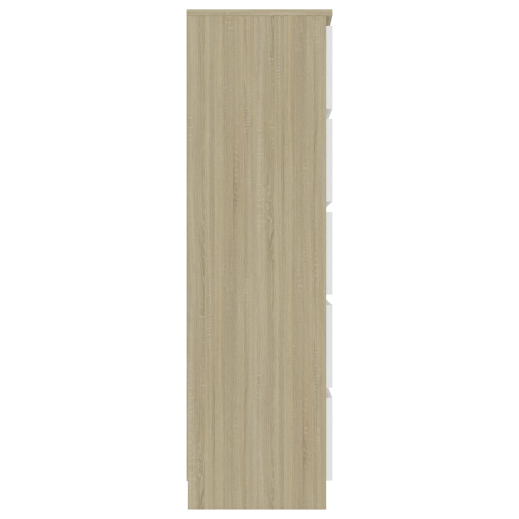 vidaXL Sideboard mit Schubladen Weiß Sonoma-Eiche 60x35x121cm