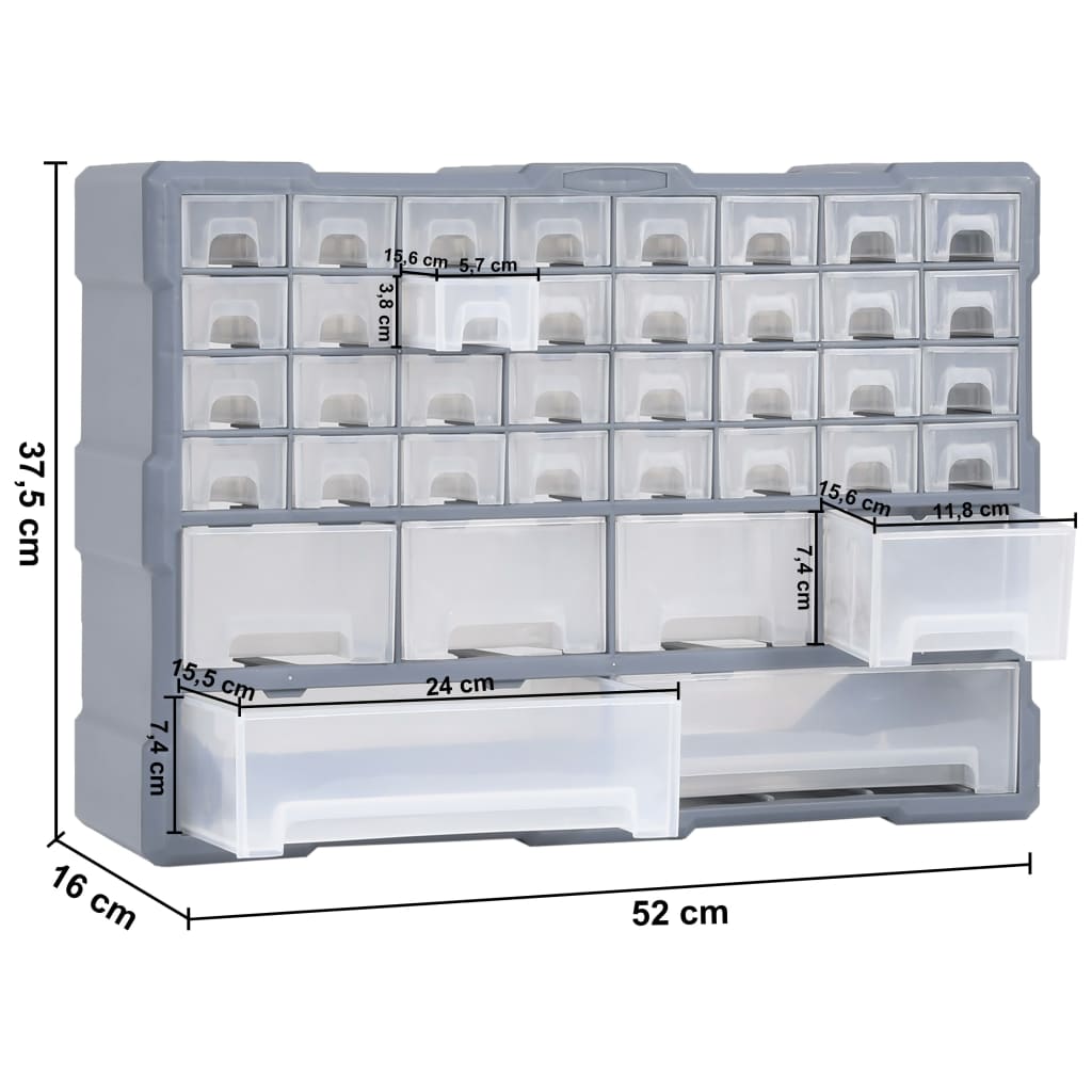 vidaXL Multi-Schubladen-Organizer mit 38 Schubladen 52x16x37,5 cm