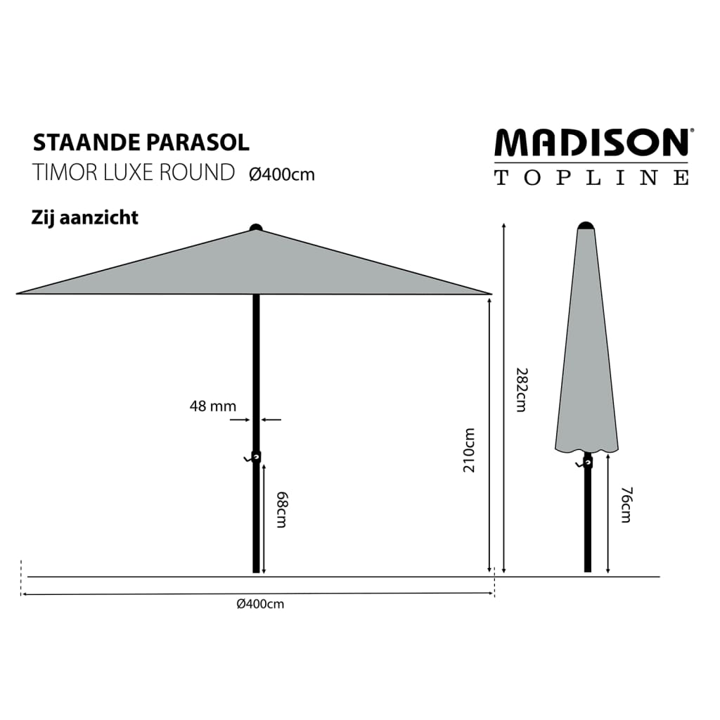 Madison Sonnenschirm Timor Luxe 400 cm Grau PAC8P014