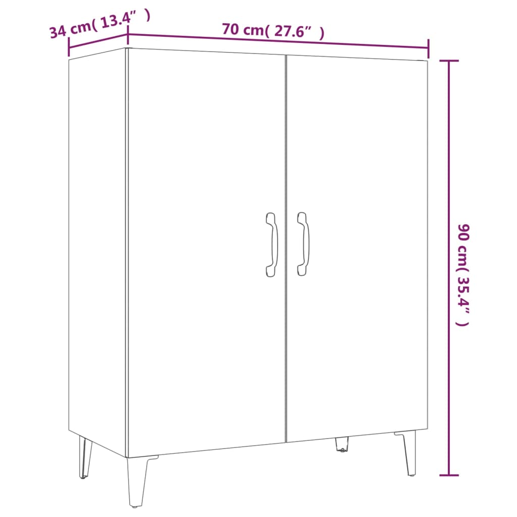 vidaXL Sideboard Grau Sonoma 70x34x90 cm Holzwerkstoff