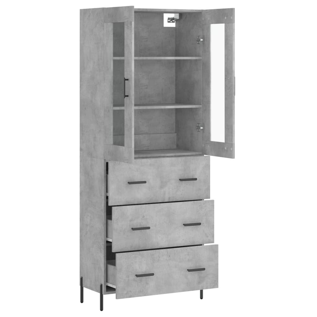 vidaXL Highboard Betongrau 69,5x34x180 cm Holzwerkstoff