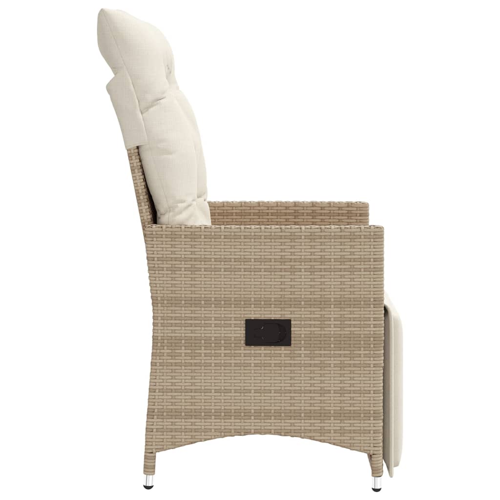 vidaXL Gartensessel mit Kissen Verstellbar Beige Poly Rattan