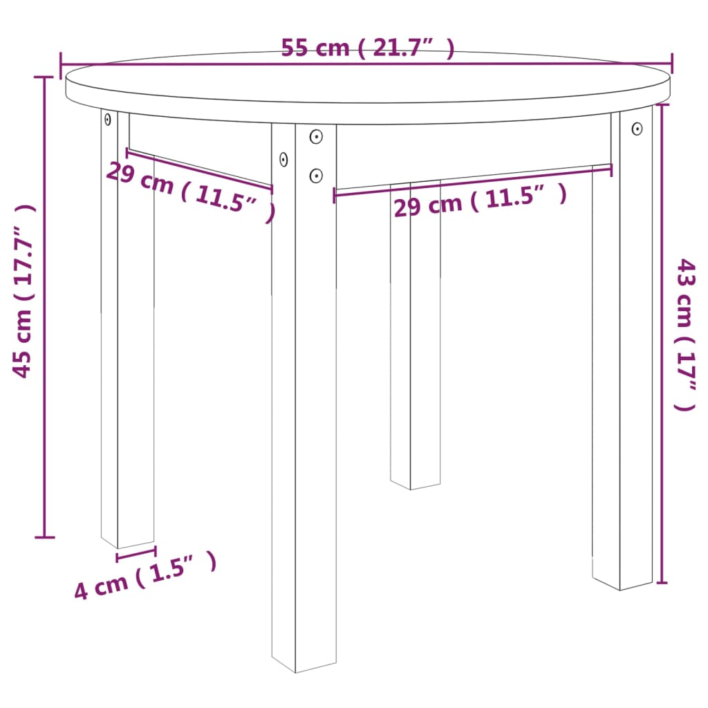 vidaXL Couchtisch Schwarz Ø 55x45 cm Massivholz Kiefer