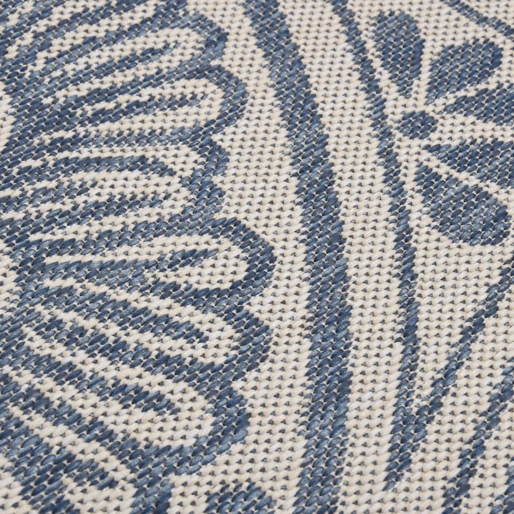 vidaXL Outdoor-Teppich Flachgewebe 80x250 cm Blaues Muster