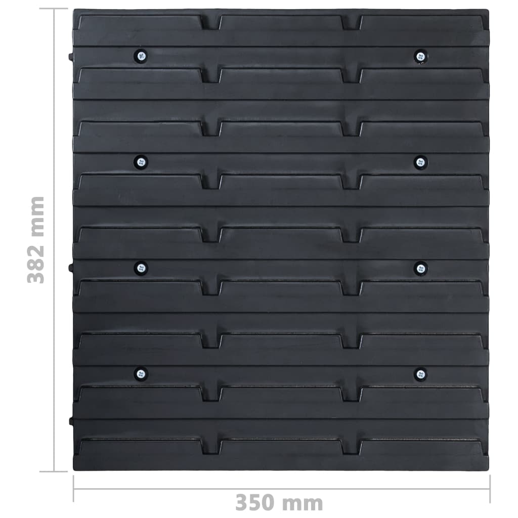 vidaXL 48tlg. Behälter-Set für Kleinteile mit Wandplatten Blau Schwarz