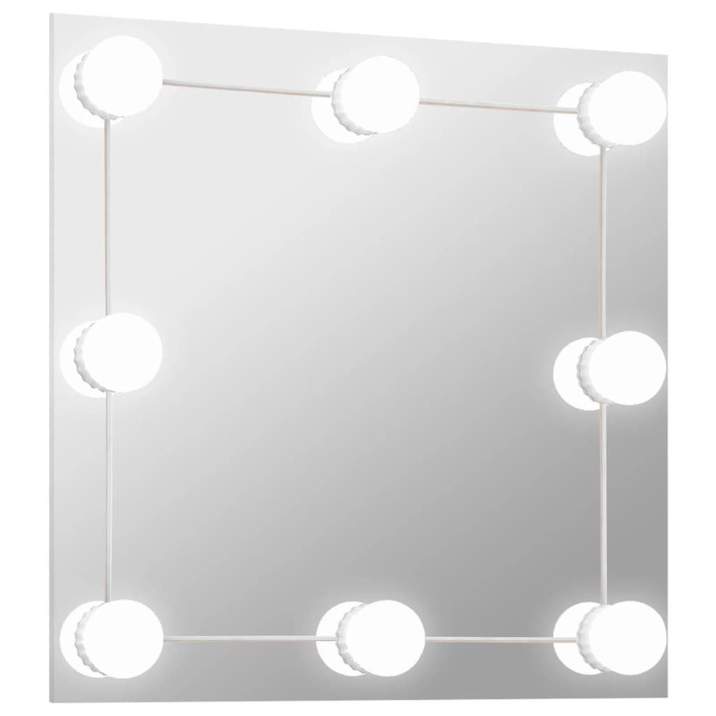 vidaXL Wandspiegel mit LED-Beleuchtung Quadratisch Glas
