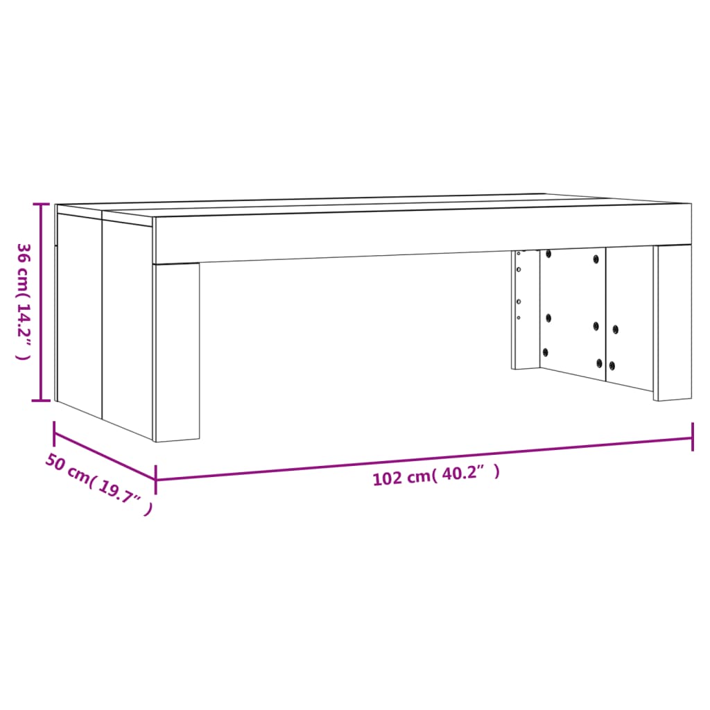 vidaXL Couchtisch Räuchereiche 102x50x36 cm Holzwerkstoff