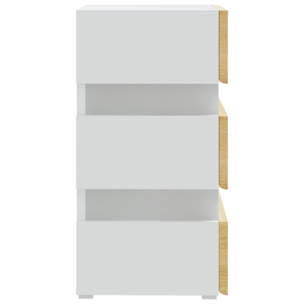 vidaXL LED-Nachttisch Weiß und Sonoma-Eiche 45x35x67 cm Holzwerkstoff